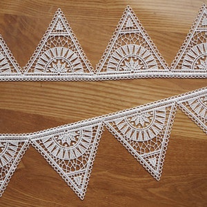 vintage style lace trim, Triangle lace trim, geometric pattern lace trimming DG127B image 4