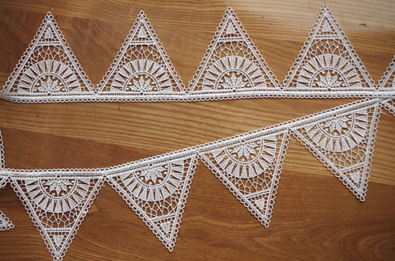 vintage style lace trim, Triangle lace trim, geometric pattern lace trimming DG127B image 4