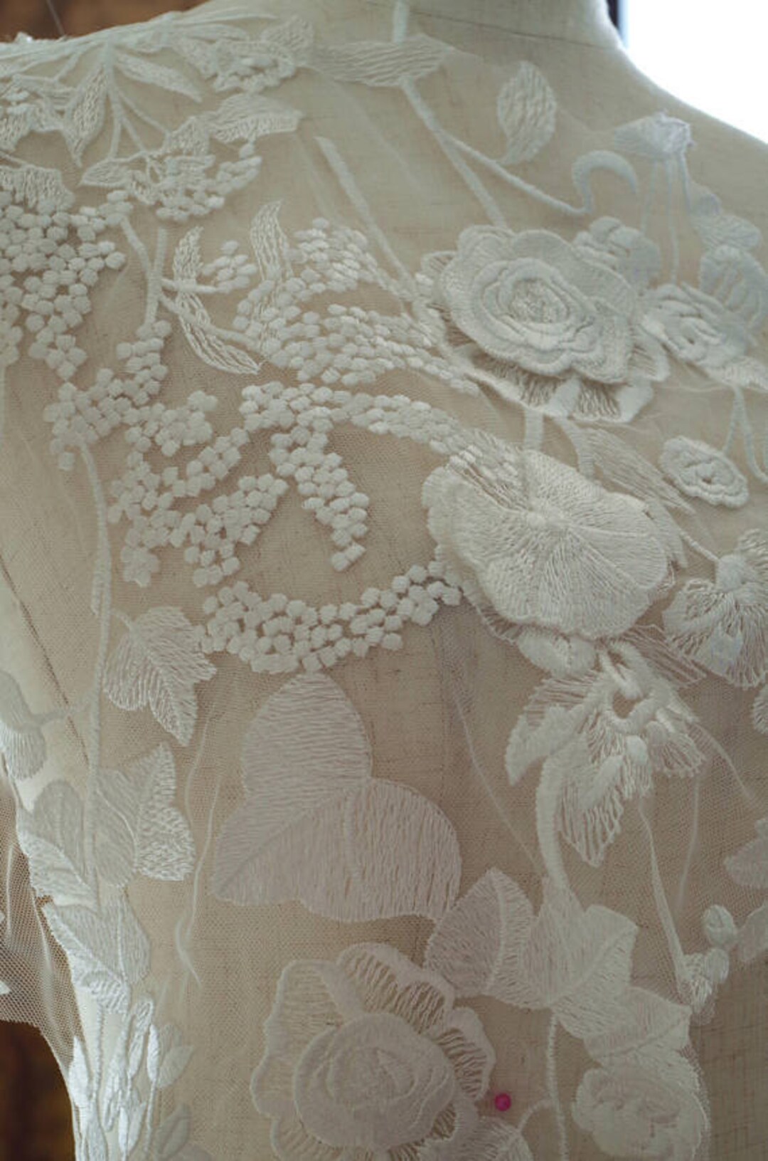 Ivory Embroidered Lace Boudicca