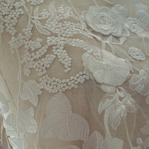 ivory Lace Applique, embroidered bodice lace applique, 3D lace bodice for bridal dress altering, lace supplies