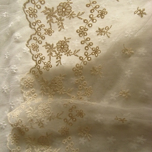cream lace trim with hollowed floral, cotton embroidered lace trim