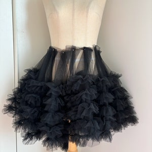 Black ruffle lace trim, ruffles trim for cake dress, tutu , doll dress trim, tutu trim, pleated tulle trim image 1