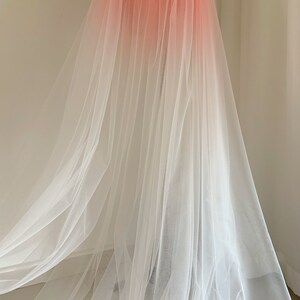 Dip dye style tulle fabric with Ombré colors, peach pink to white gradient color image 10