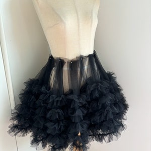 Black ruffle lace trim, ruffles trim for cake dress, tutu , doll dress trim, tutu trim, pleated tulle trim image 10