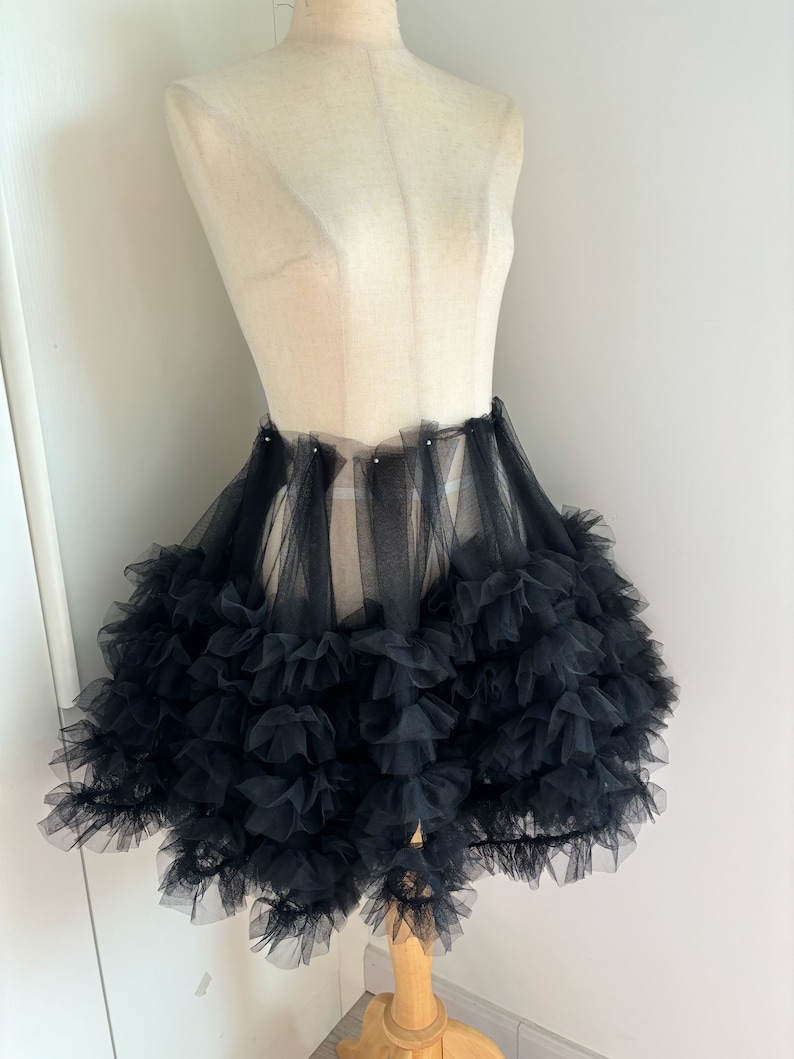 Black ruffle lace trim, ruffles trim for cake dress, tutu , doll dress trim, tutu trim, pleated tulle trim image 10