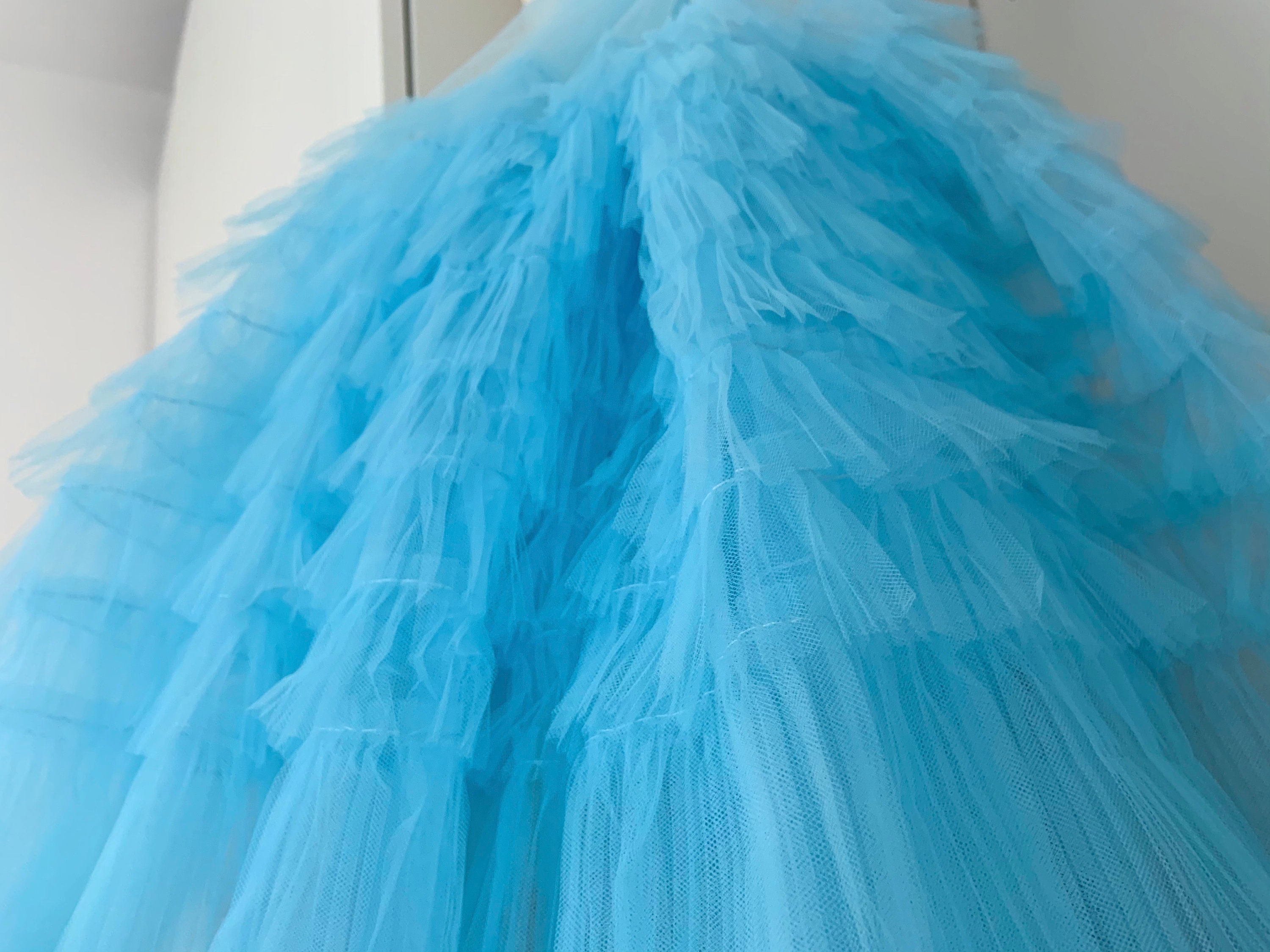 Light Blue Ruffled Fabric Ruffle Fabric for Cake Dress - Etsy