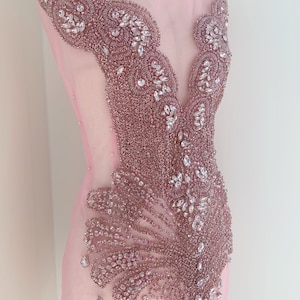 Large pink Rhinestone applique for corset, costume, large crystal applique patch for birthday dress, haute couture supplie
