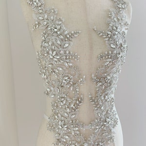 Handcrafted Rhinestone appliqué, handmade rhinestone patch for couture, costume, rhinestone garment accessory