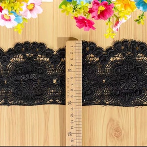 black Cotton Lace Trim, black guipure lace trim, crochet lace trim, natural cotton lace trim, retro Scallop trim lace