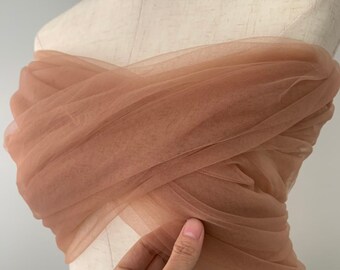 nude tan solid tulle fabric for dress, light weight swiss tulle fabric, wholesale