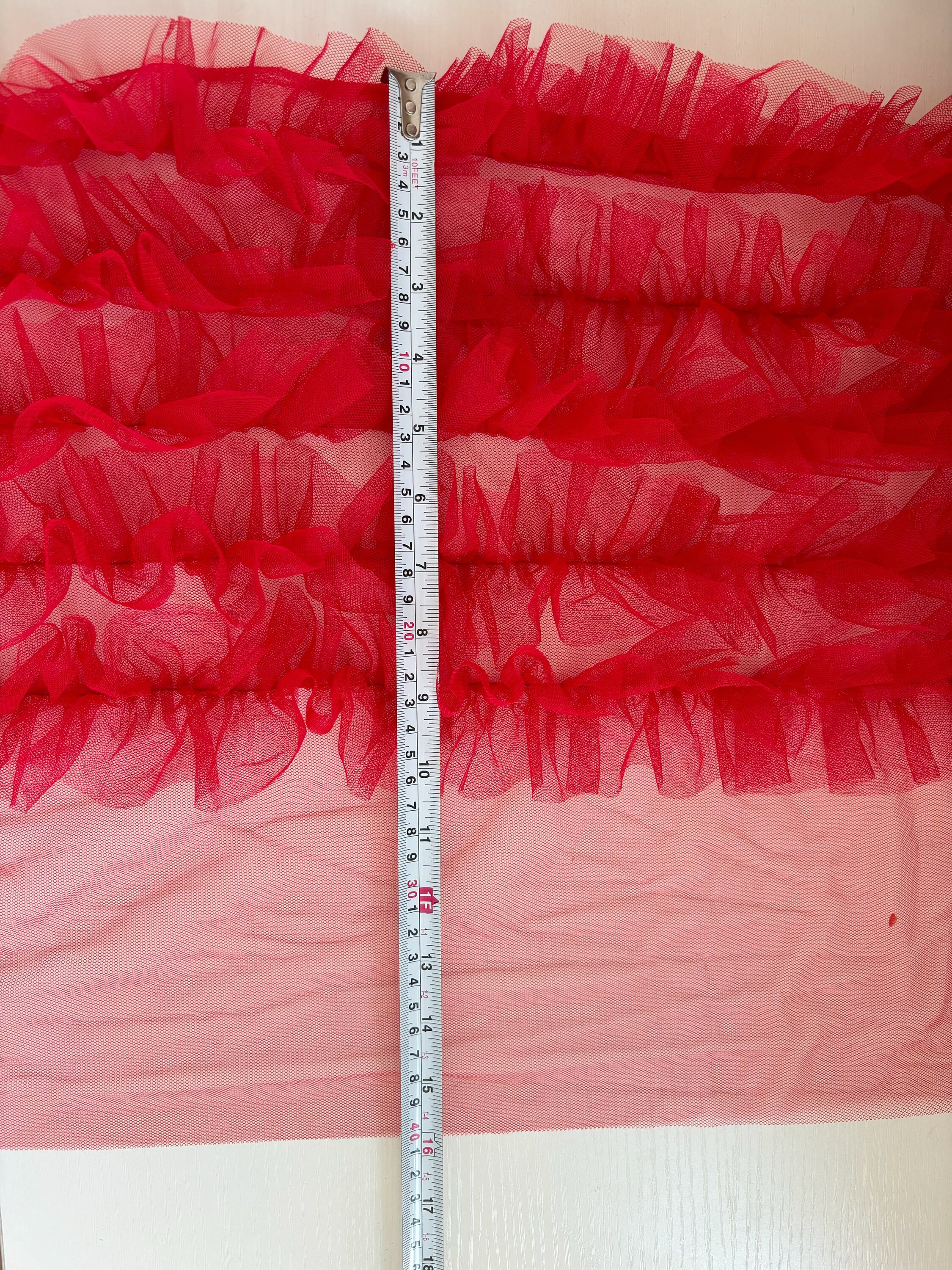 Red Ruffle Lace Red Ruffle Lace Trim, Ruffles Trim for Cake Dress, Tutu , Doll Dress ...