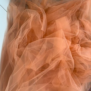 orange solid tulle fabric for dress, light weight swiss tulle fabric