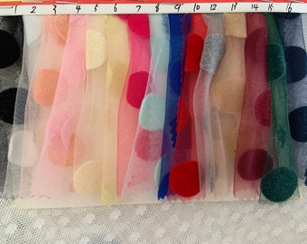 Soft tulle fabric with big polka dots