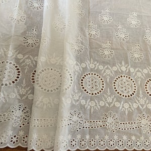 21 inches cotton eyelet lace trim with retro embroidery, cotton doily lace trim