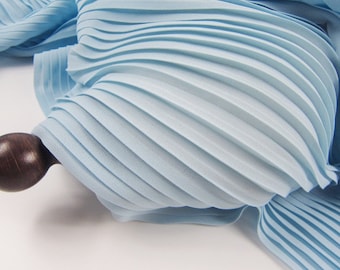 light blue chiffon accordion pleated fabric for pleated dress, accordion pleats fabric by the yard, accordion chiffon fabric for dress
