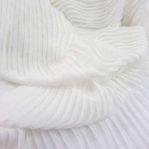 off white Pleated Chiffon Panel, chiffon cloth Vertical crease, chiffon accordion pleated fabric, pleats fabric by the yard for skirt