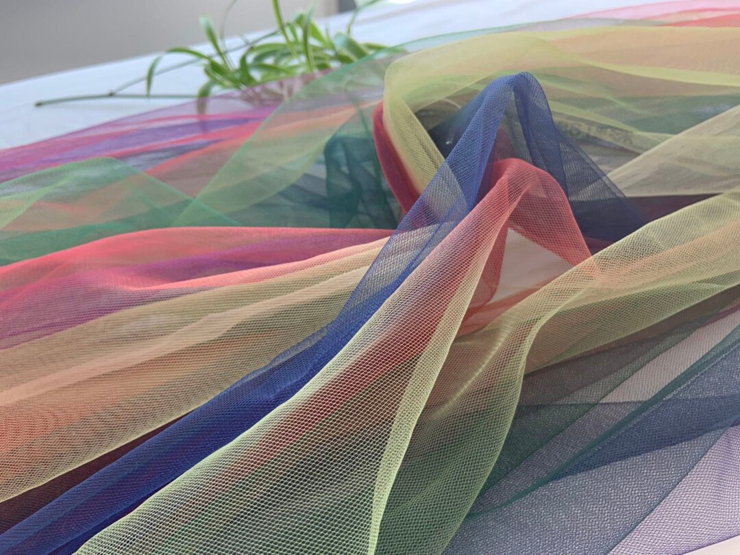 Multi Color Tie-dyed Style Tulle Fabric With Gradient Colors, Rainbow ...