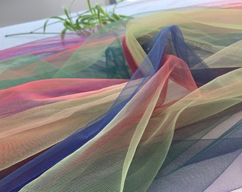 multi color Tie-dyed style tulle fabric with Gradient colors, rainbow color mesh lace fabric, tulle net lace fabric for dress