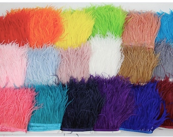 Frangia di rifinitura di piume di struzzo con nastro adesivo, decorazione di costumi artigianali di modisteria, rifinitura di piume di capelli di struzzo naturale, 24 colori
