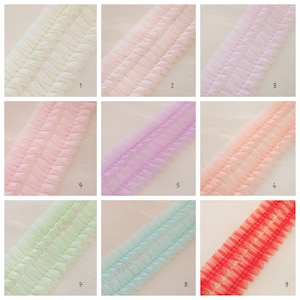 12 colors frill trim, ruffled trim, ruffles lace trim, tutu mesh trim, doll dress trim, baby tutu trim, pleated tulle trim, frill trimming