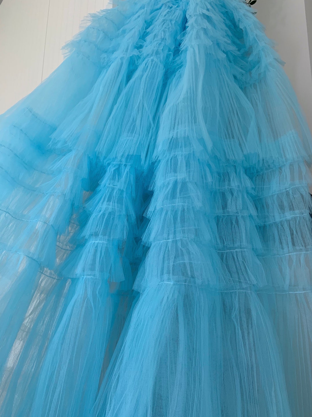 Light Blue Ruffled Fabric Ruffle Fabric for Cake Dress - Etsy