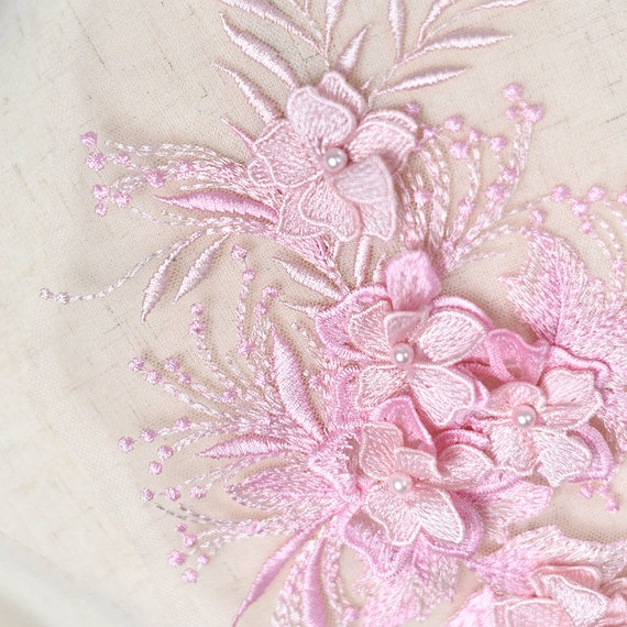 Pink Lace Applique Heavy Bead Lace Applique 3D Lace Applique Etsy