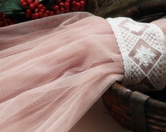 Flesh Pink Lace Tissu Mesh Gauze Mesh Lace pour Home Decor Costume Altered Couture Veil Bandeau Fournitures