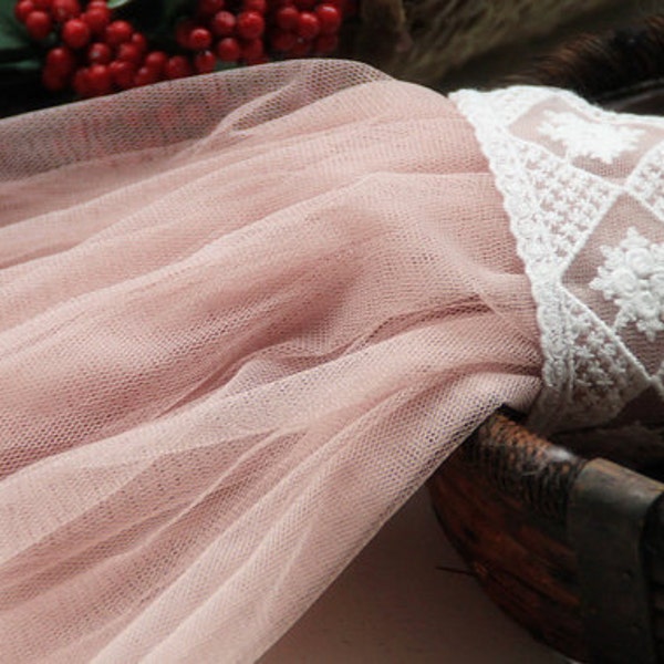 Flesh Pink Lace Fabric Mesh Gauze Mesh Lace for Home Decor Costume Altered Couture Veil Headband Supplies