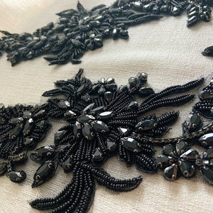Black Rhinestone applique with florals motif