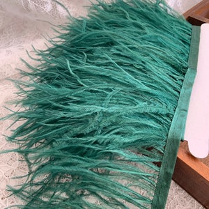 Green Ostrich Feather Trimming Fringe con nastro adesivo, modisteria artigianato costumi decorazione, naturale struzzo capelli piuma trim immagine 4