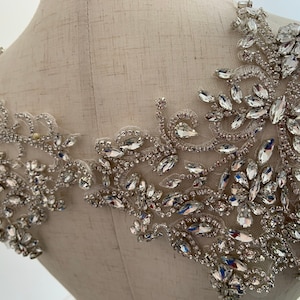 rhinestone motif applique for couture and bridal