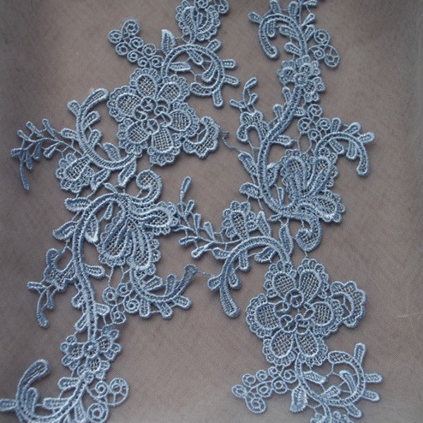 light blue lace applique, venise lace applique, bridal lace applique