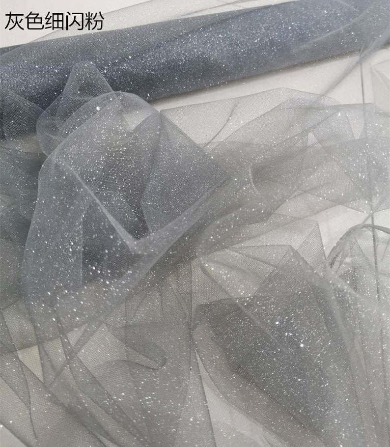 ivory tulle fabric with glitters for bridal dress, costume dress image 6