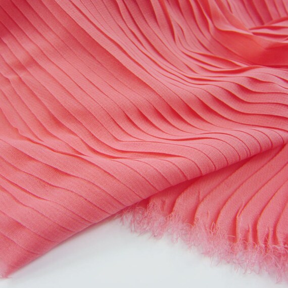 Watermelon Red Pleated Chiffon Panel Chiffon Cloth Vertical