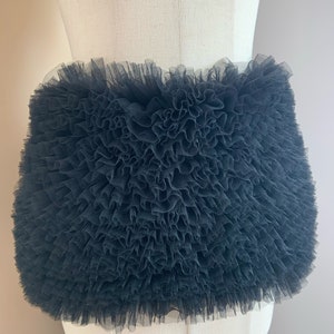 black ruffle fabric for cake dress, black ruffle tulle fabric