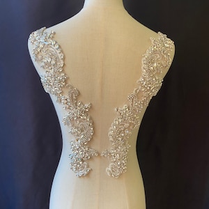 Clear Rhinestone applique with florals motif for couture