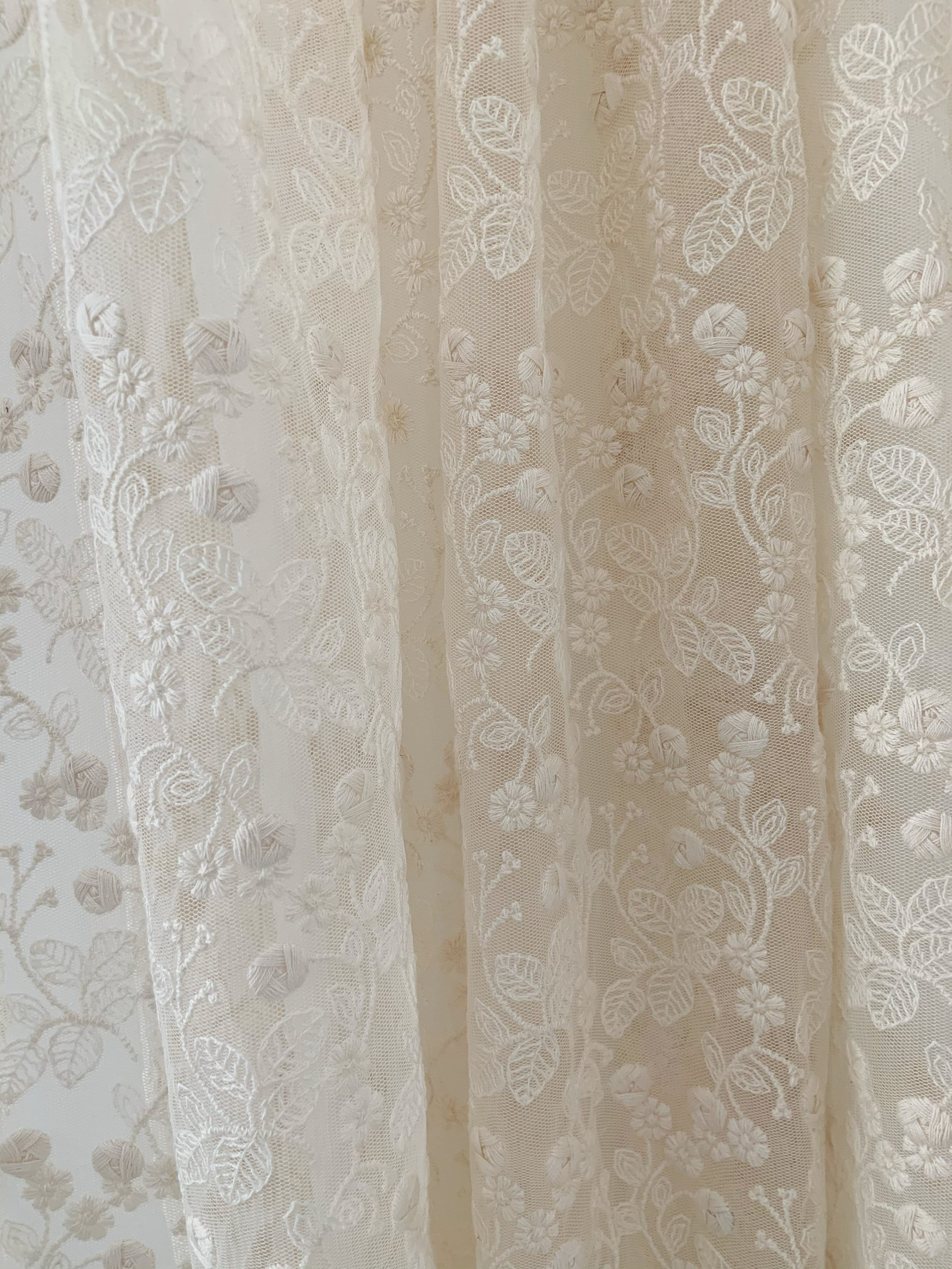 Beige Embroidered Mesh Lace Fabric by the Yard | Etsy