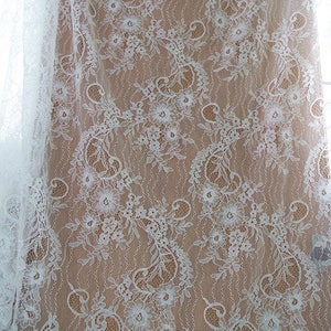 Off White Chantilly Lace Fabric French Chantilly Lacewedding - Etsy