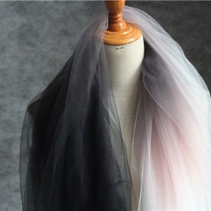 Tie-dyed style tulle fabric with Gradient colors, white, black and blush lace fabric, bridal tulle lace fabric for dress