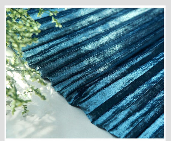 Teal Blue Pleated Velvet Panel, Velvet Cloth Vertical Crease, Velvet  Accordion Pleated Fabric, Pleats Fabric by the Yard 