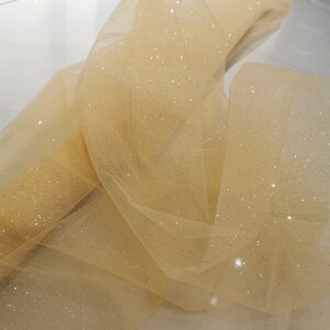 ivory tulle fabric with glitters for bridal dress, costume dress image 7