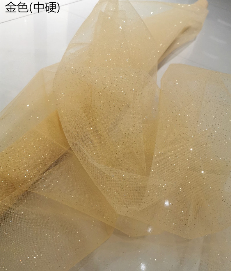ivory tulle fabric with glitters for bridal dress, costume dress image 7