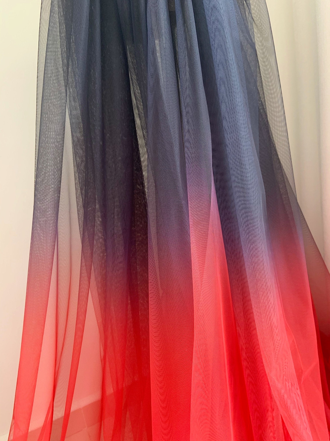 Dip dye style tulle fabric with Ombré colors black to red Etsy