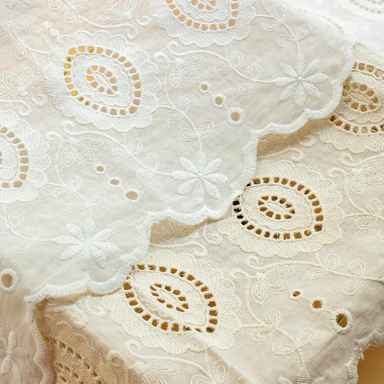 9.4 inches cotton eyelet lace trim with retro embroidery | Etsy