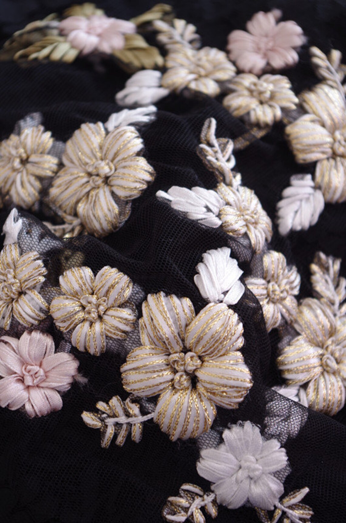 Hand sewn flower applique ribbon sewn flowers applique Etsy