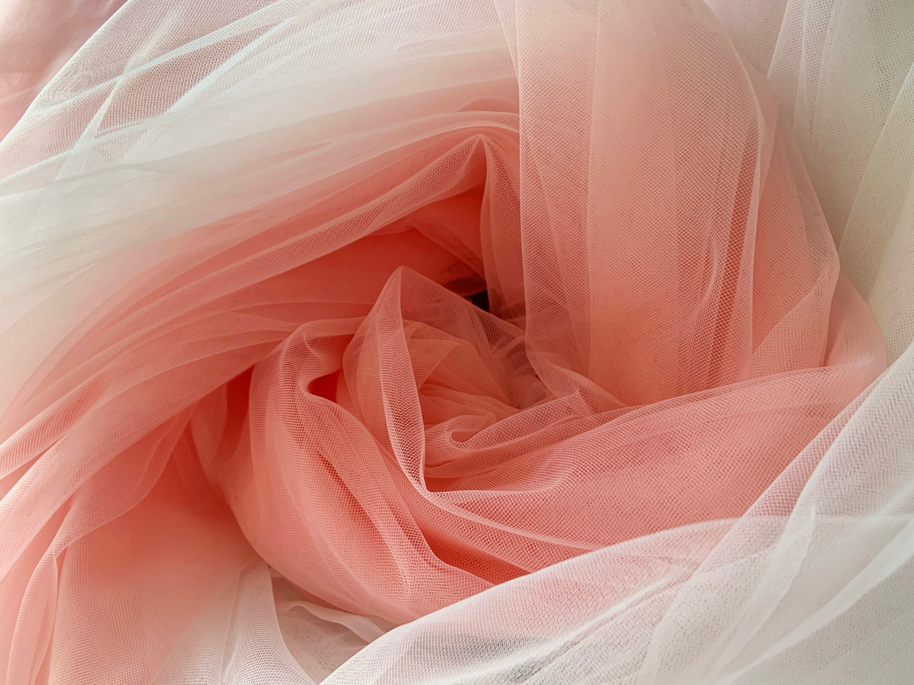 Dip dye style tulle fabric with Ombré colors peach pink to Etsy