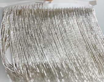 Silver bead Fringe trim for haute couture, handmade bead fringe tassel