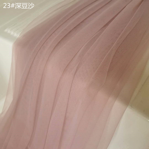 Nude Pink Color Extremely Small Mesh Soft Tulle Fabric - OneYard