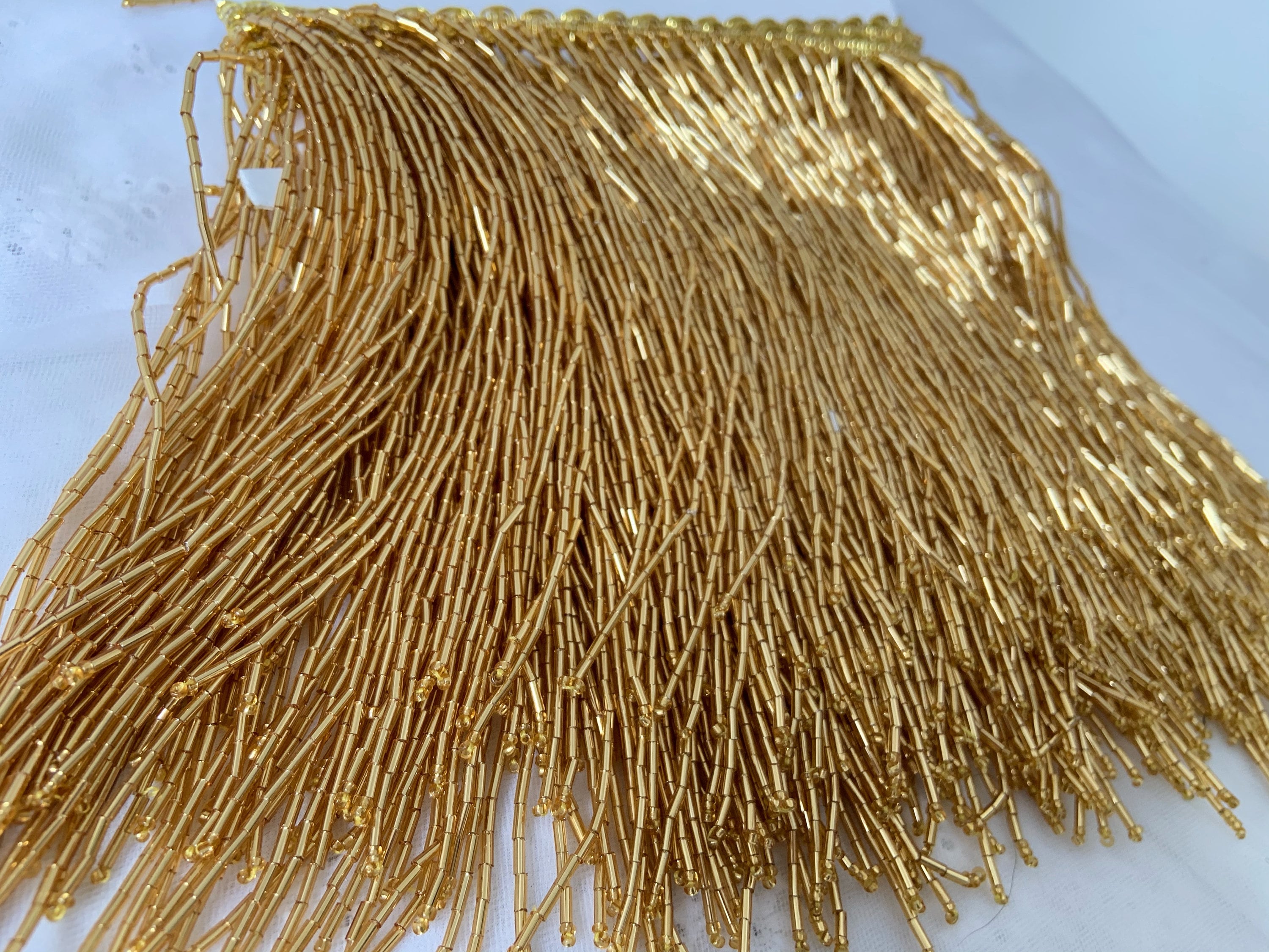 Gold heavy bead Fringe trim for haute couture handmade bead Etsy