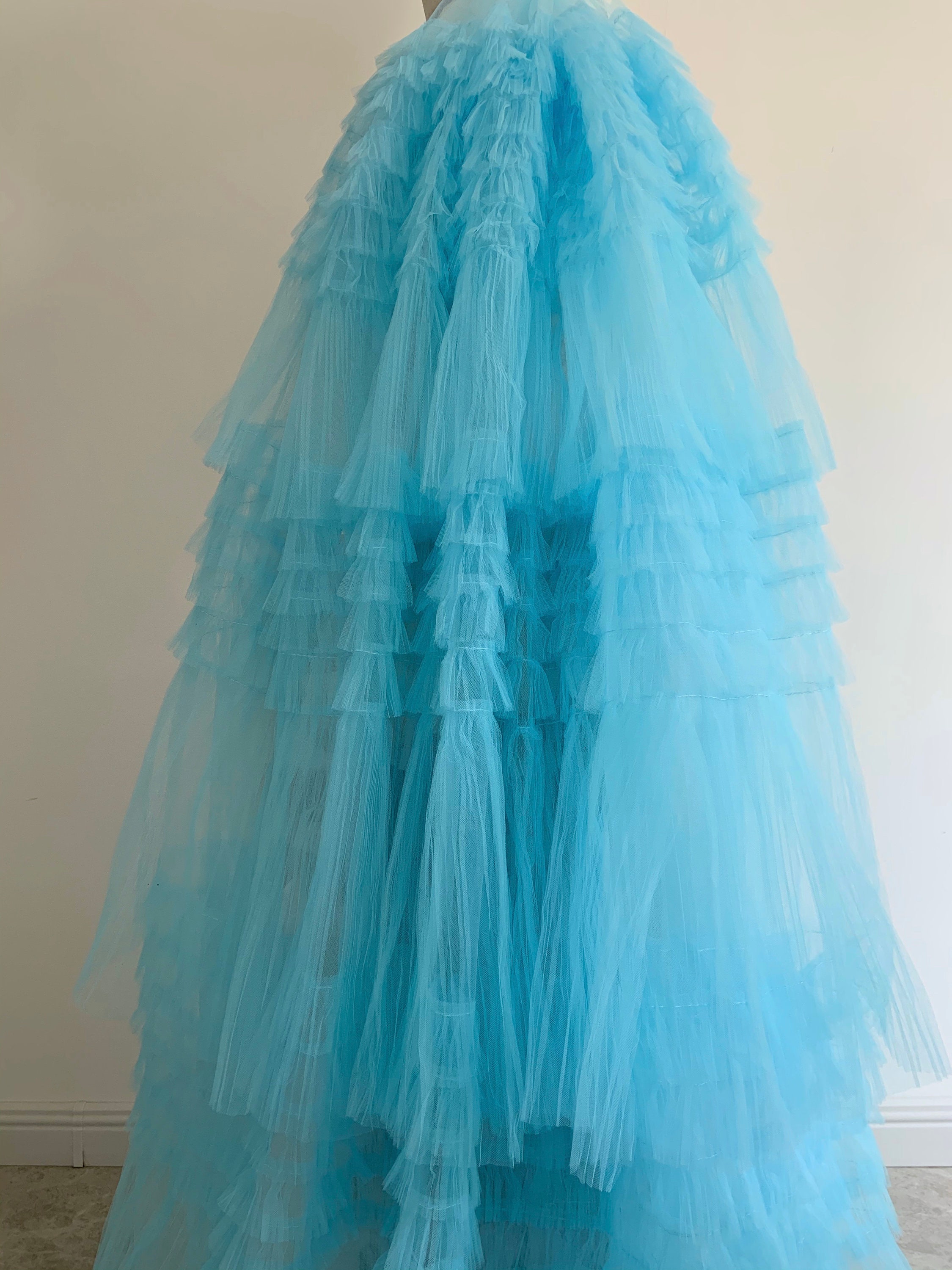 Light Blue Ruffled Fabric Ruffle Fabric for Cake Dress - Etsy